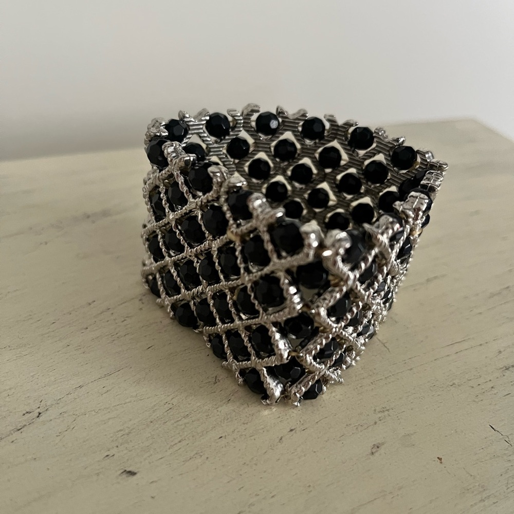 Black and Silver Beaded Bracelet